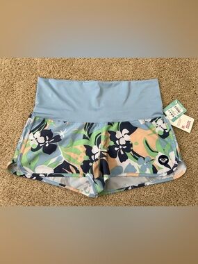 Roxy Small Printed Board Shorts Bathing Suit Bottoms Blue Floral NWT